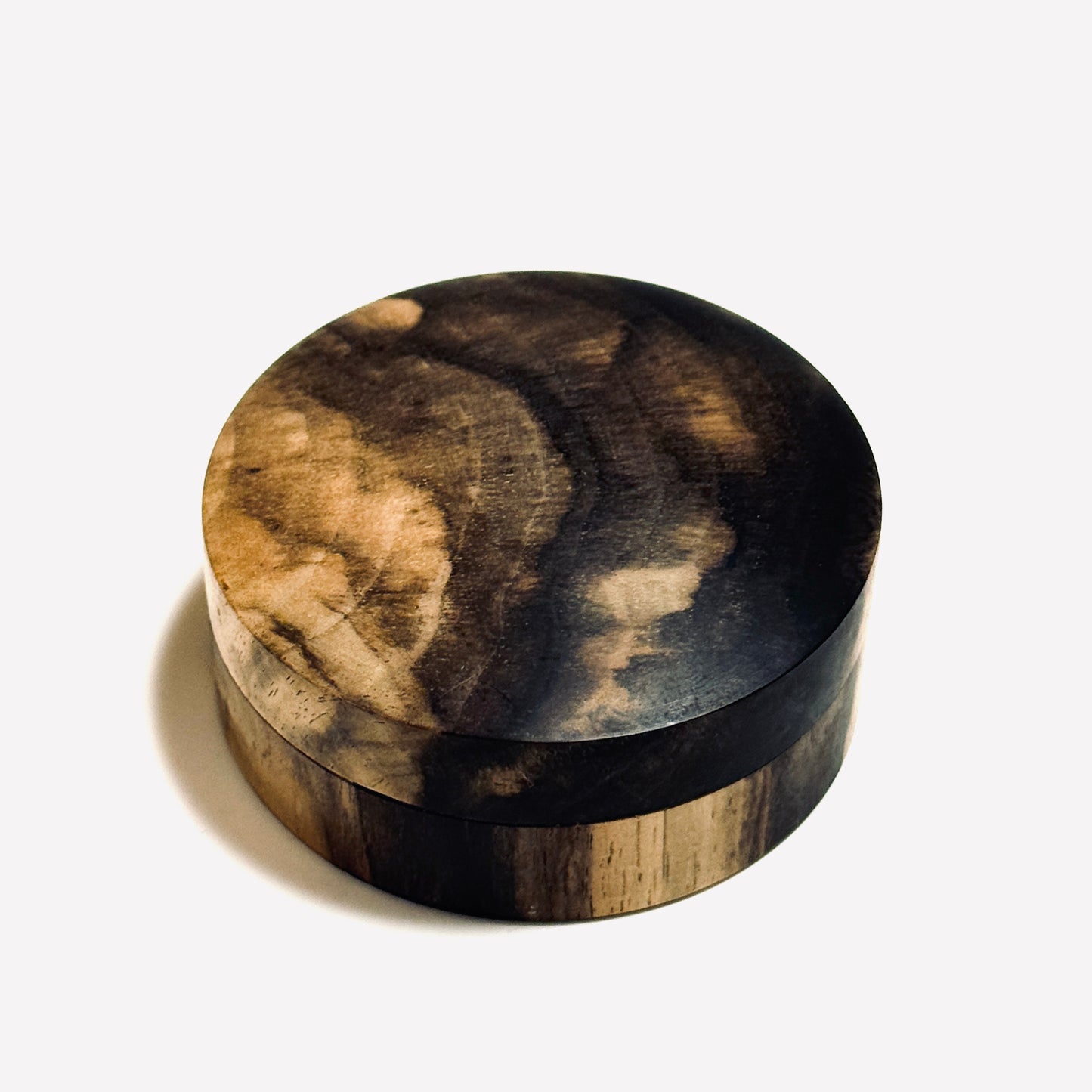 Black Persimmon Incense Box, "Vertical Wood Cut," 60mm, Straight-Sided, One-Touch Type, Premium Quality