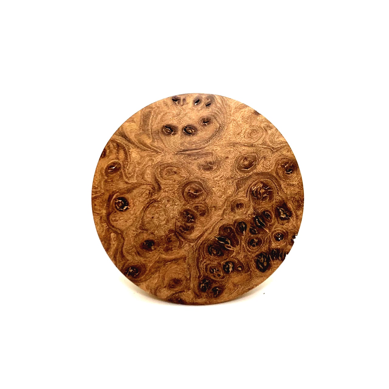 本欅瘤杢の香合　70mm　極上　新型　1タッチ式