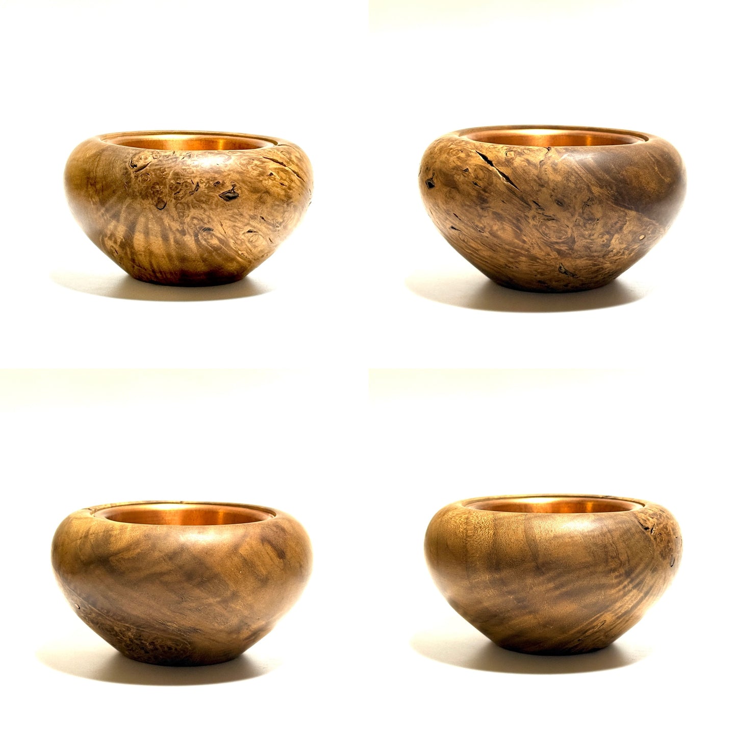 Maple burl incense burner, 4 inches (120mm diameter), top-grade, eight-headed design.