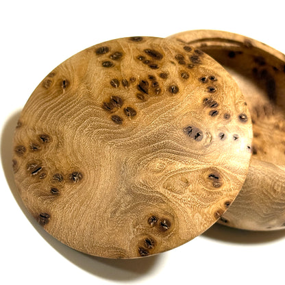 High-quality 70mm burl wood incense box, bun-shaped, one-touch opening.