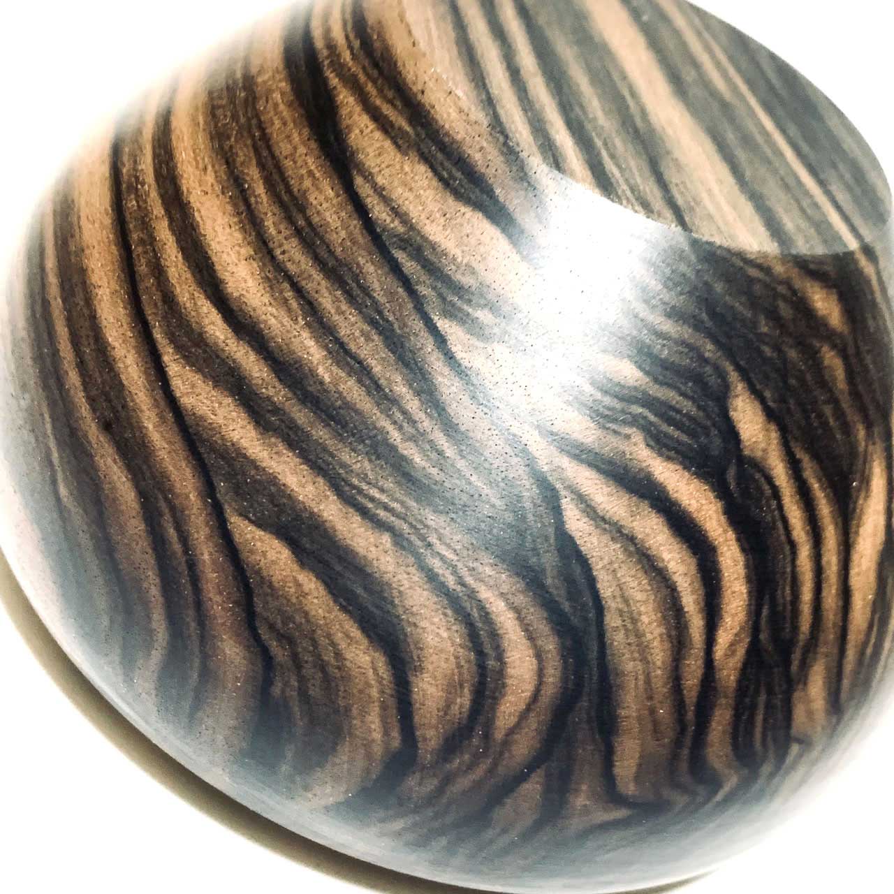 縞黒檀の香炉　4寸　（直径120mm）　頭八型　鬼縞杢