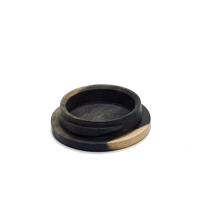 黒柿の香合　孔雀杢　60mm　千代型　1タッチ式　特上