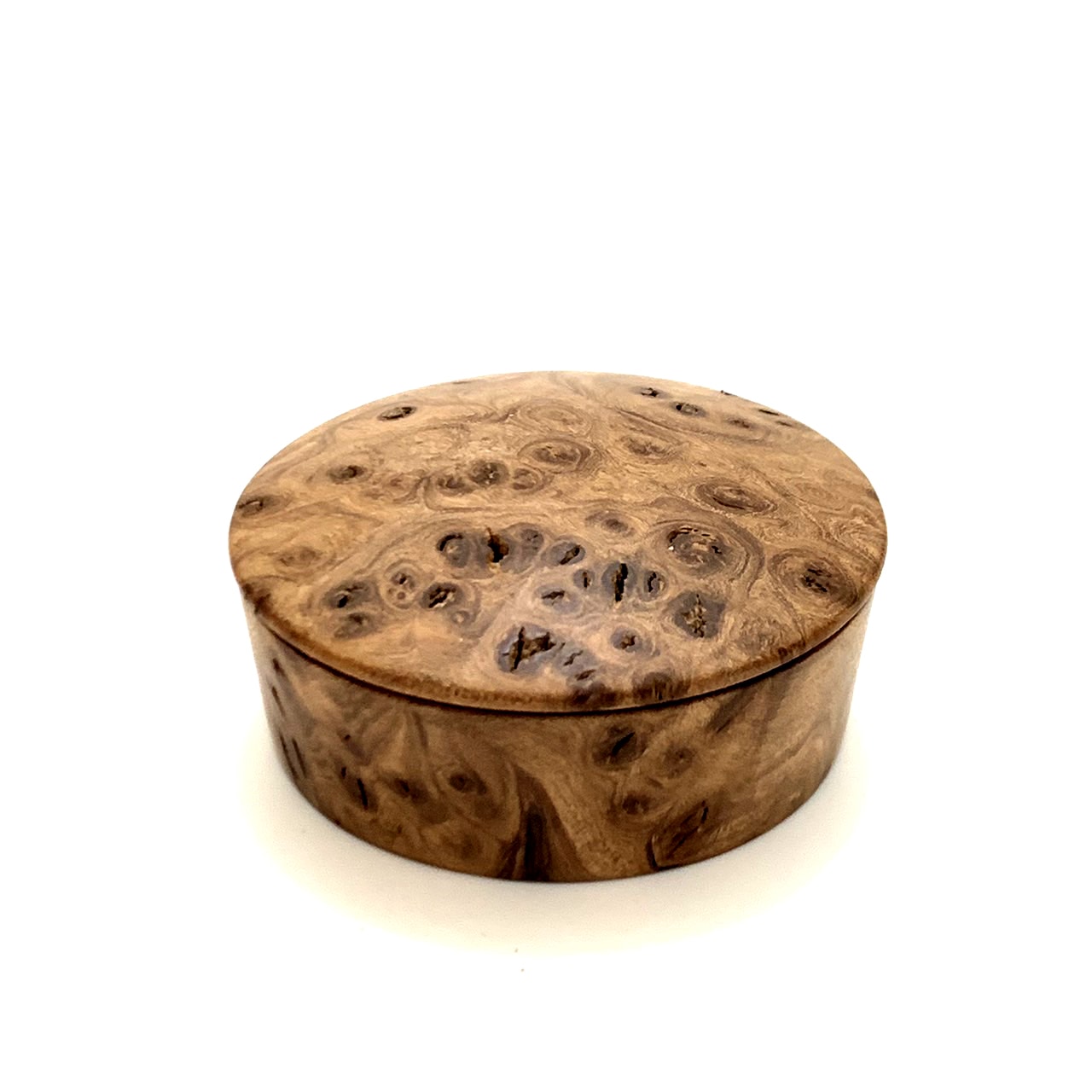 本欅瘤杢の香合　70mm　極上　新型　1タッチ式