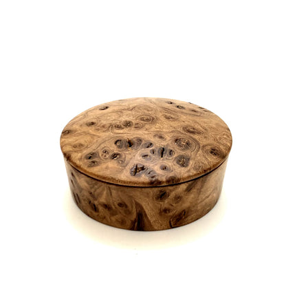 本欅瘤杢の香合　70mm　極上　新型　1タッチ式