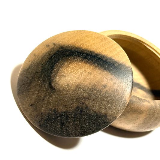 黒柿の香合「縦木取り」55mm　まんじゅう型　1タッチ式　特上