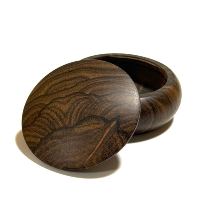 Siamese ebony incense box, vertical grain, 70mm, bun shape, one-touch closure, superb wood grain.
