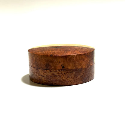 Karin burl incense box, 70mm, straight-sided, one-touch type, top quality.