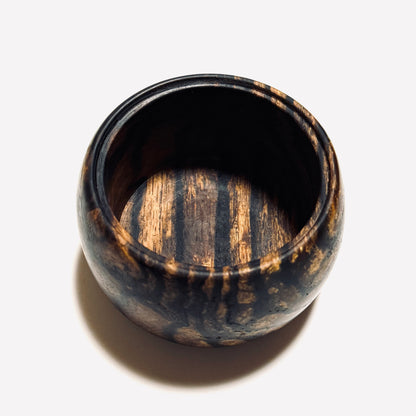 Black persimmon wood incense burner, titled "Genyo" (approximately 100mm in diameter)