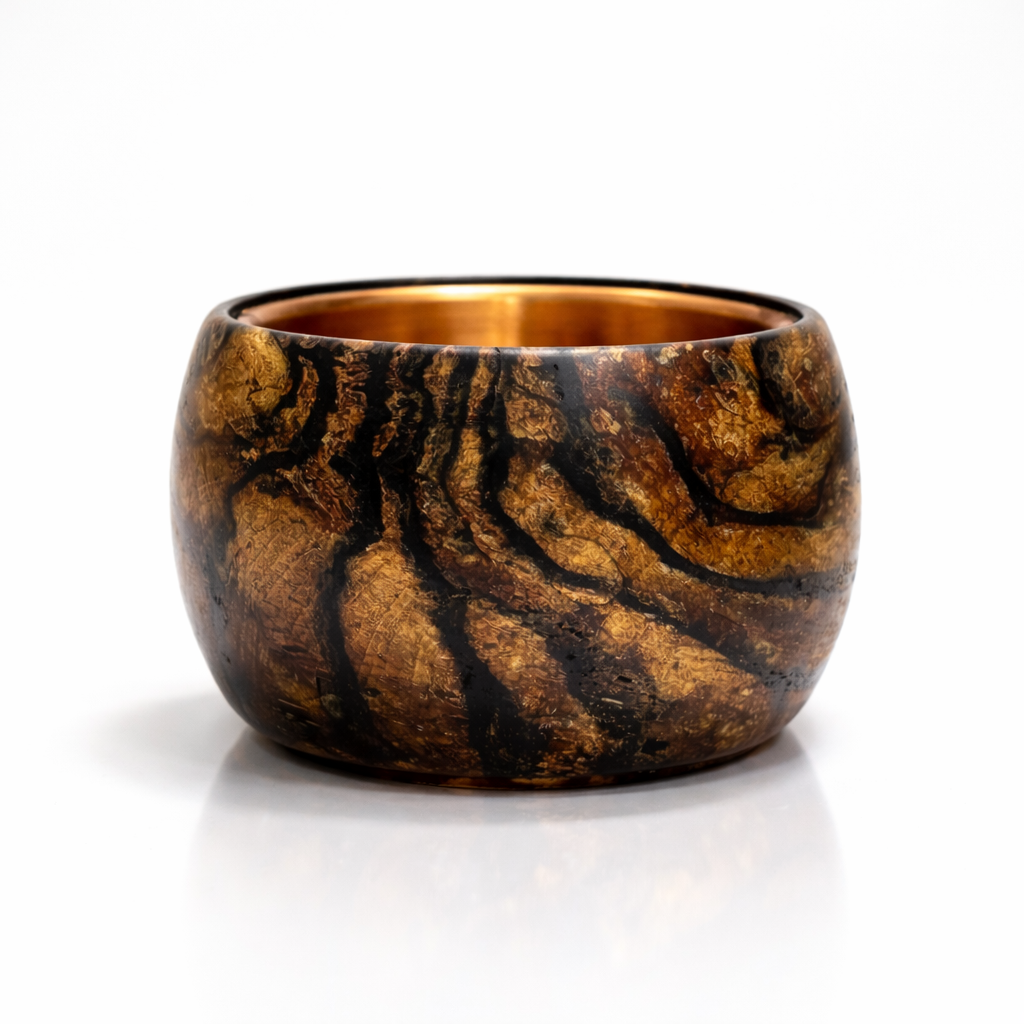 Black persimmon wood incense burner, titled "Genyo" (approximately 100mm in diameter)