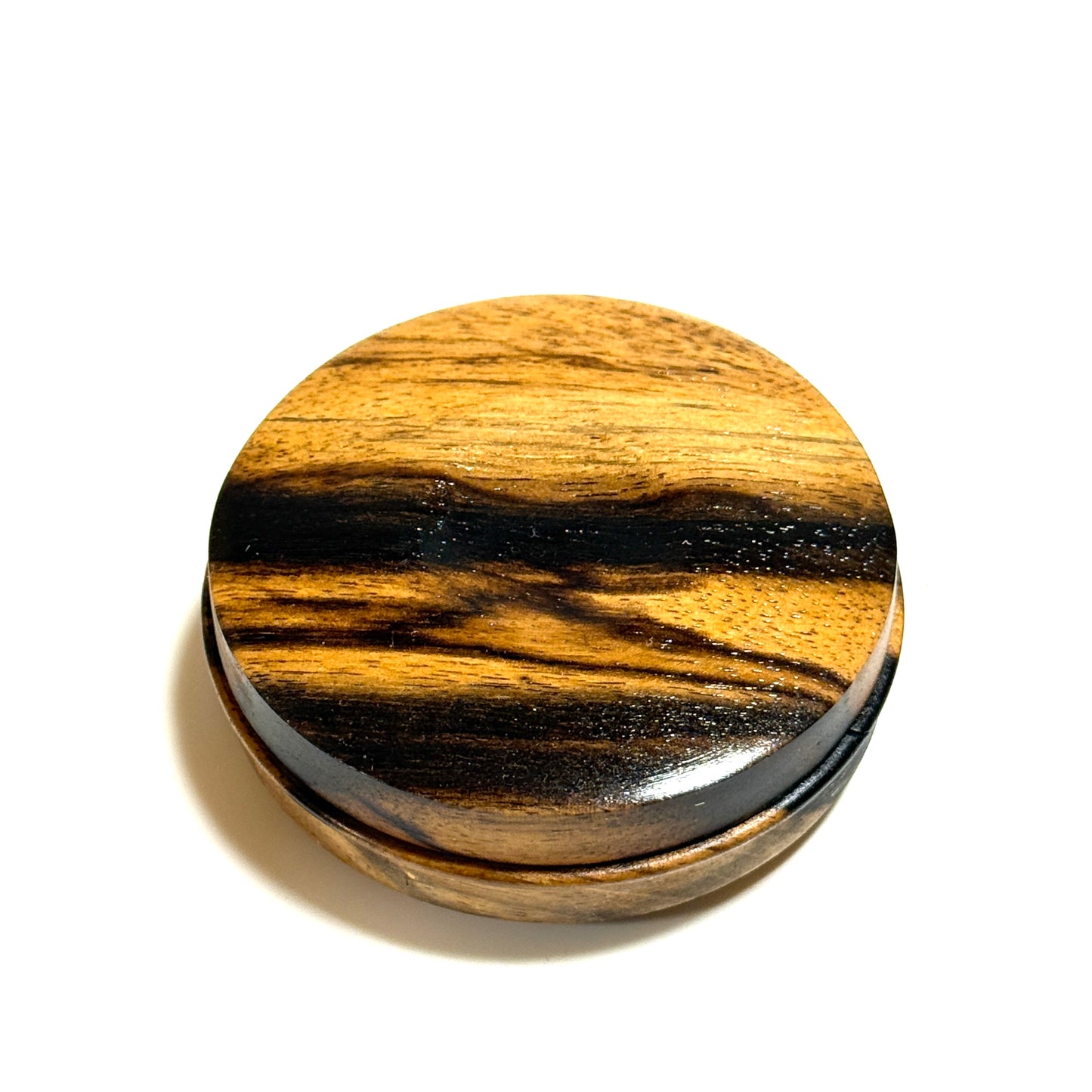 Black persimmon wood incense box, 70mm, straight-sided (with rim), one-touch type.