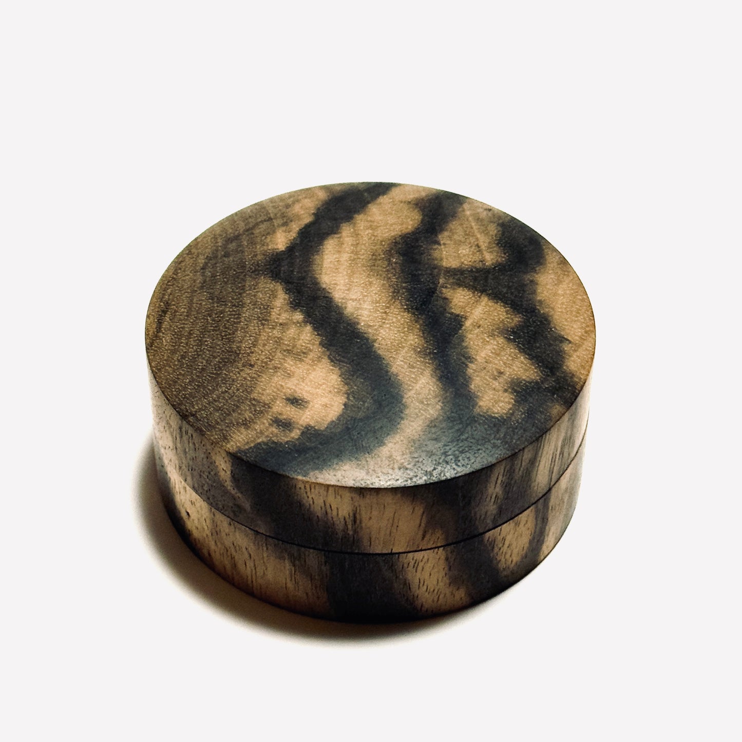 Black Persimmon Incense Box, "Vertical Wood Cut," 60mm, Straight-Sided, One-Touch Type, Premium Quality