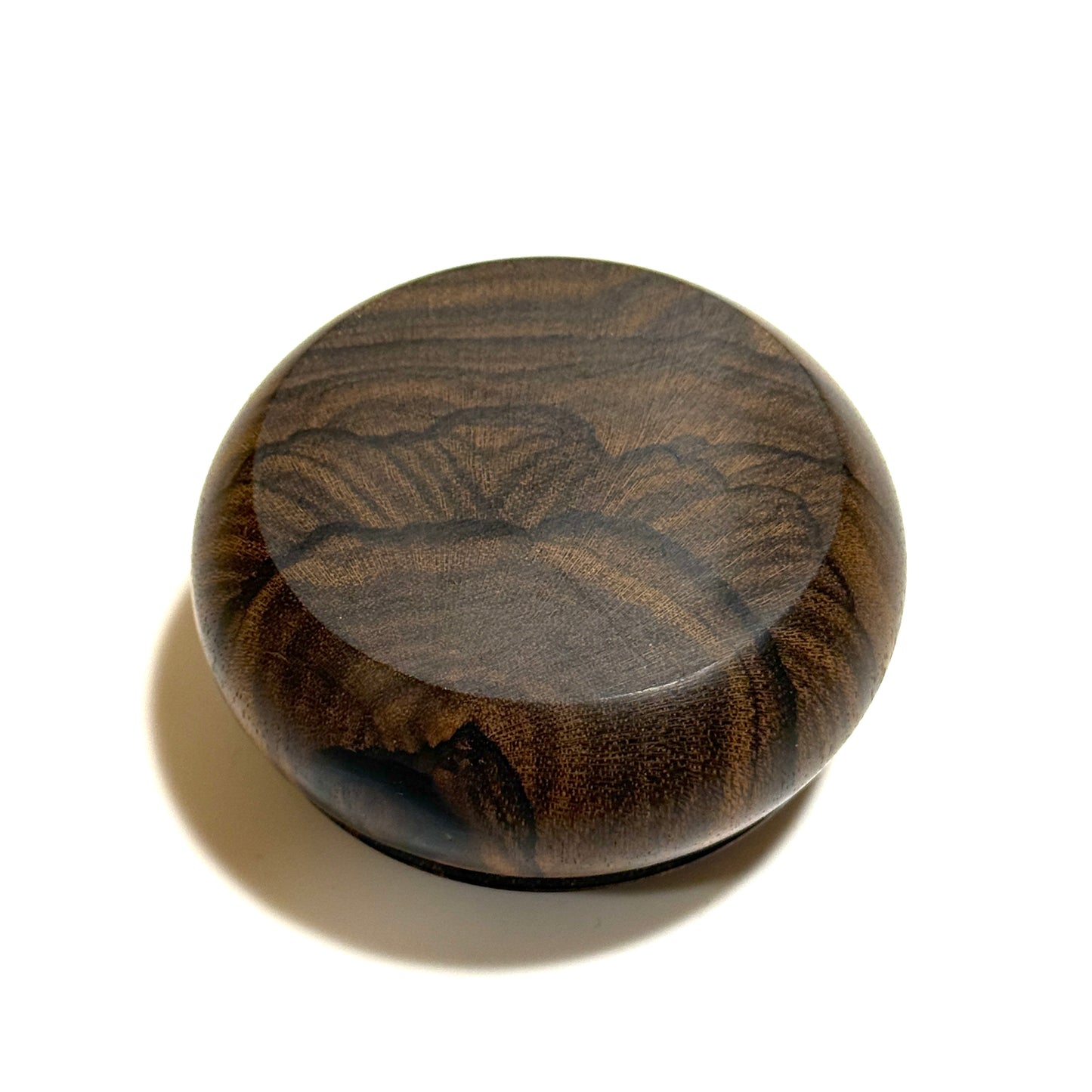 Siamese ebony incense box, vertical grain, 70mm, bun shape, one-touch closure, superb wood grain.
