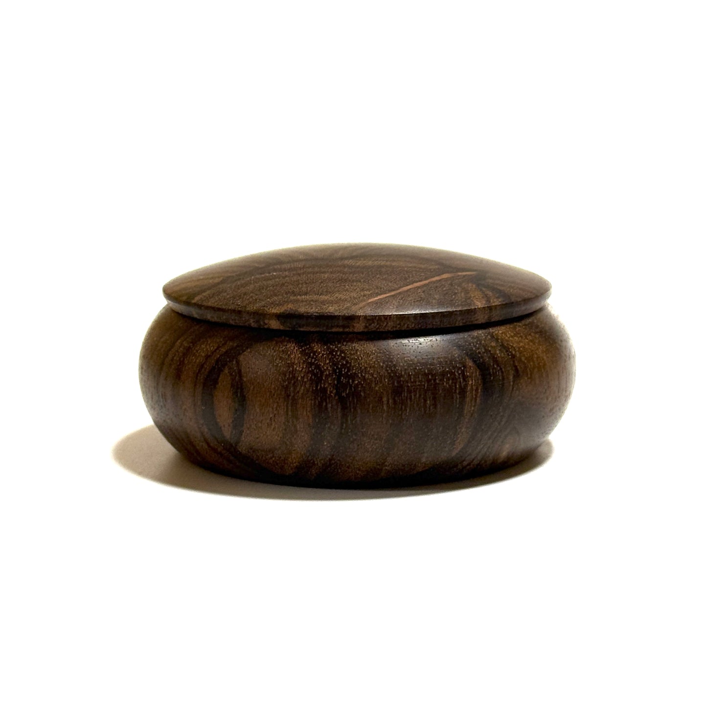 Siamese ebony incense box, vertical grain, 70mm, bun shape, one-touch closure, superb wood grain.
