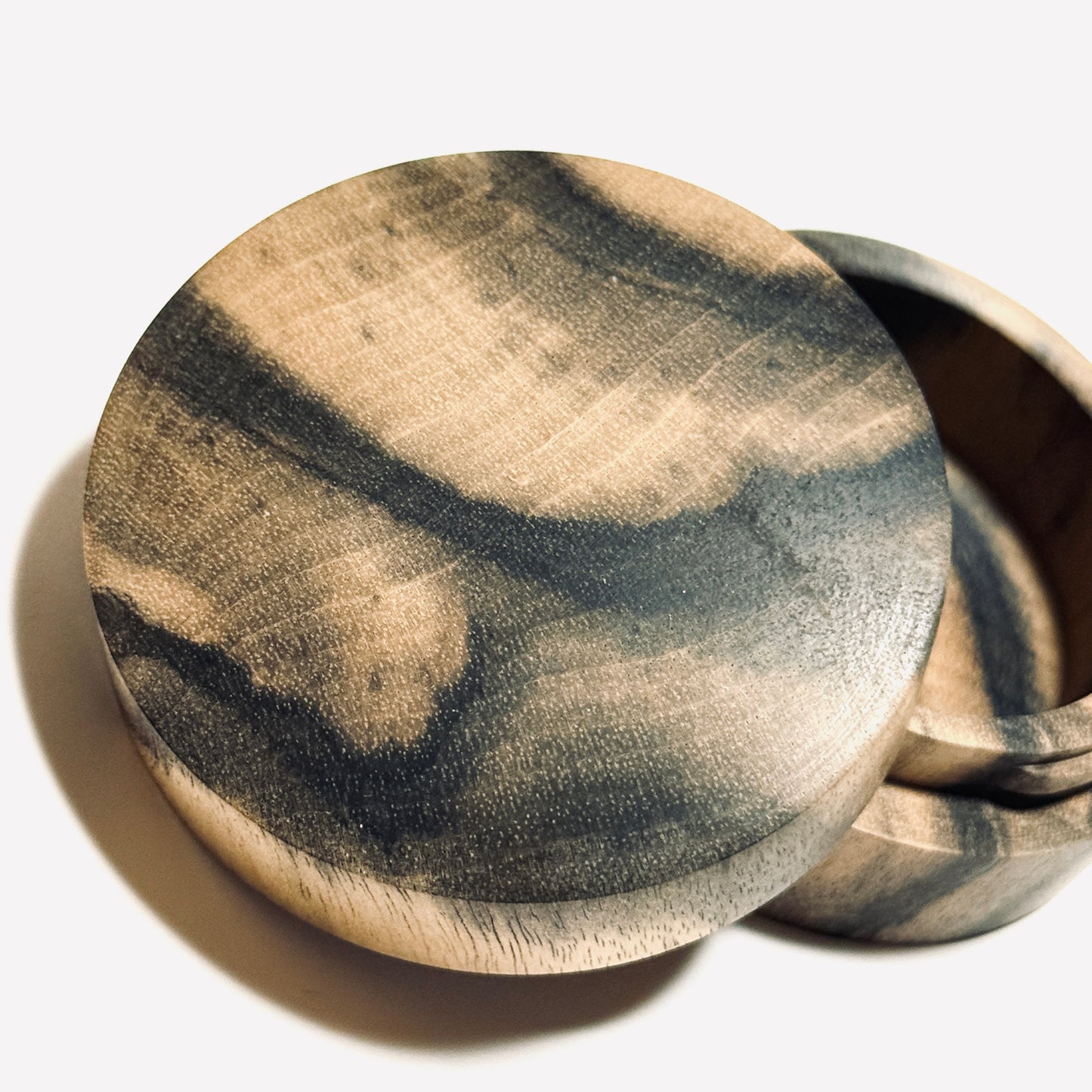 Black Persimmon Incense Box, "Vertical Wood Cut," 60mm, Straight-Sided, One-Touch Type, Premium Quality