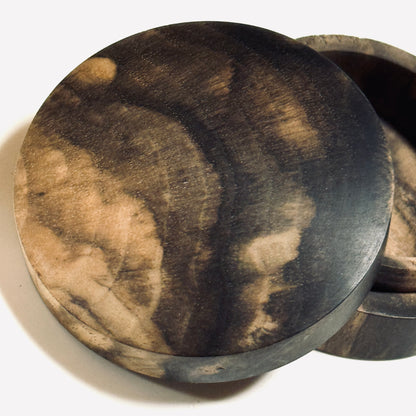 Black Persimmon Incense Box, "Vertical Wood Cut," 60mm, Straight-Sided, One-Touch Type, Premium Quality