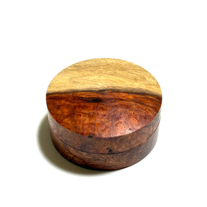 Karin burl incense box, 70mm, straight-sided, one-touch type, top quality.