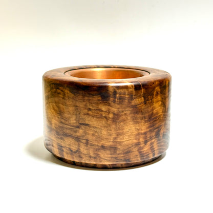 Cedar burl incense burner, titled "Zuikei" (auspicious scenery), 4 inches (120mm diameter), cylindrical shape, top quality.