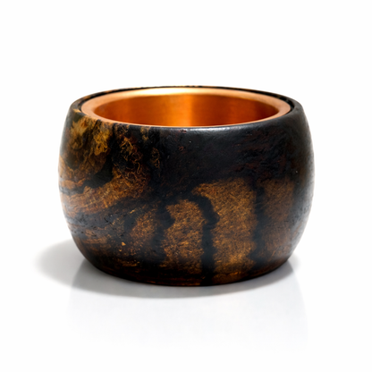 Black persimmon wood incense burner, titled "Genyo" (approximately 100mm in diameter)