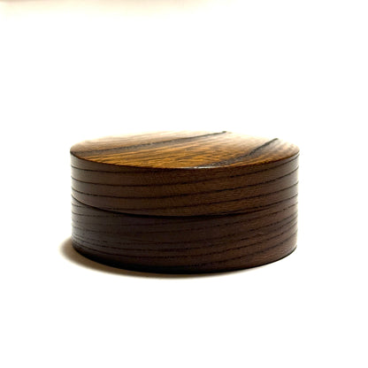 Ancient Zelkova wood incense box (oil finish), 70mm, straight-sided, one-touch type.