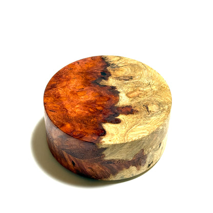 Karin burl incense box, 70mm, straight-sided, one-touch type, top quality.