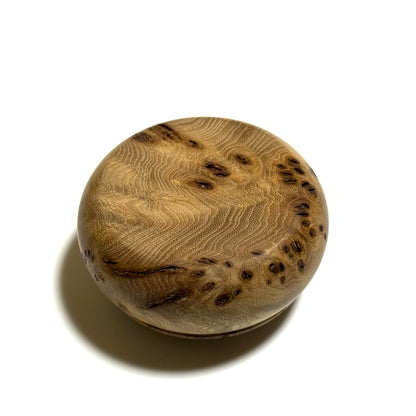 High-quality 70mm burl wood incense box, bun-shaped, one-touch opening.