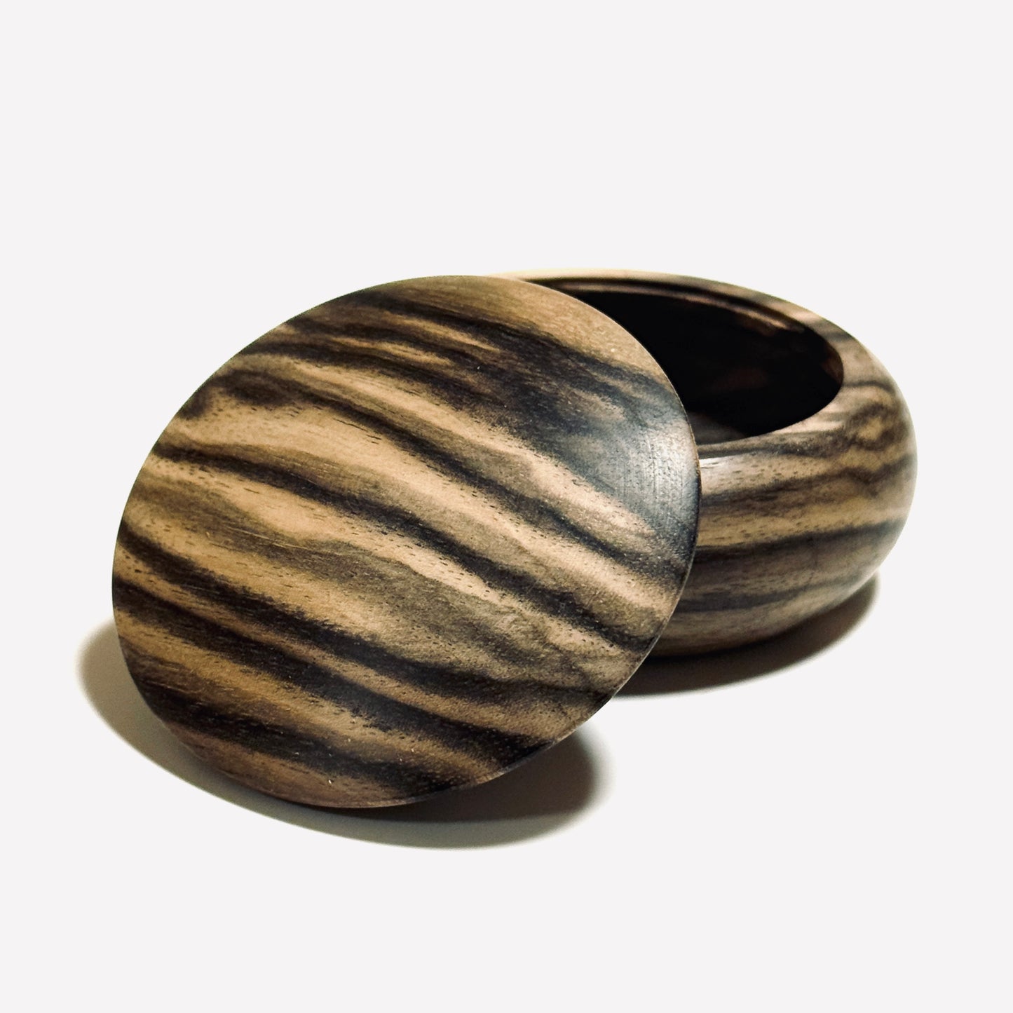 Black Persimmon Incense Box, 70mm, Manju Shape, One-Touch Opening, Premium Quality