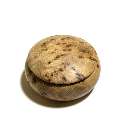High-quality 70mm burl wood incense box, bun-shaped, one-touch opening.