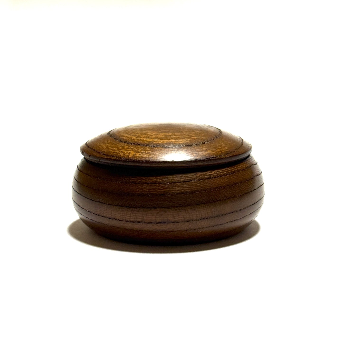 Ancient Zelkova wood incense box (oil finish), 60mm, bun shape, one-touch opening.