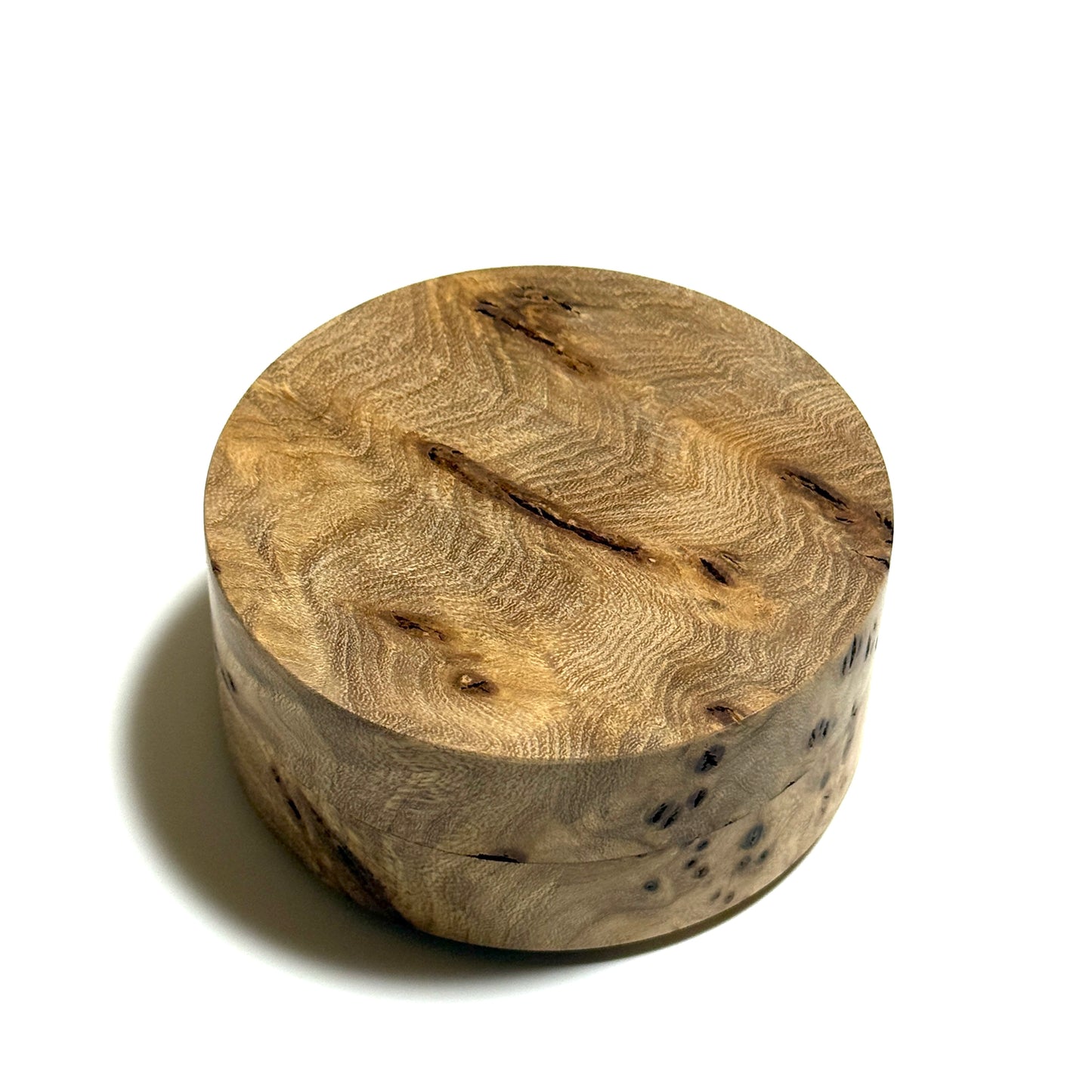 Genuine Zelkova burl incense box, 70mm, top quality, straight-sided, one-touch type.