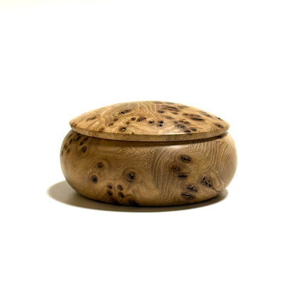 High-quality 70mm burl wood incense box, bun-shaped, one-touch opening.