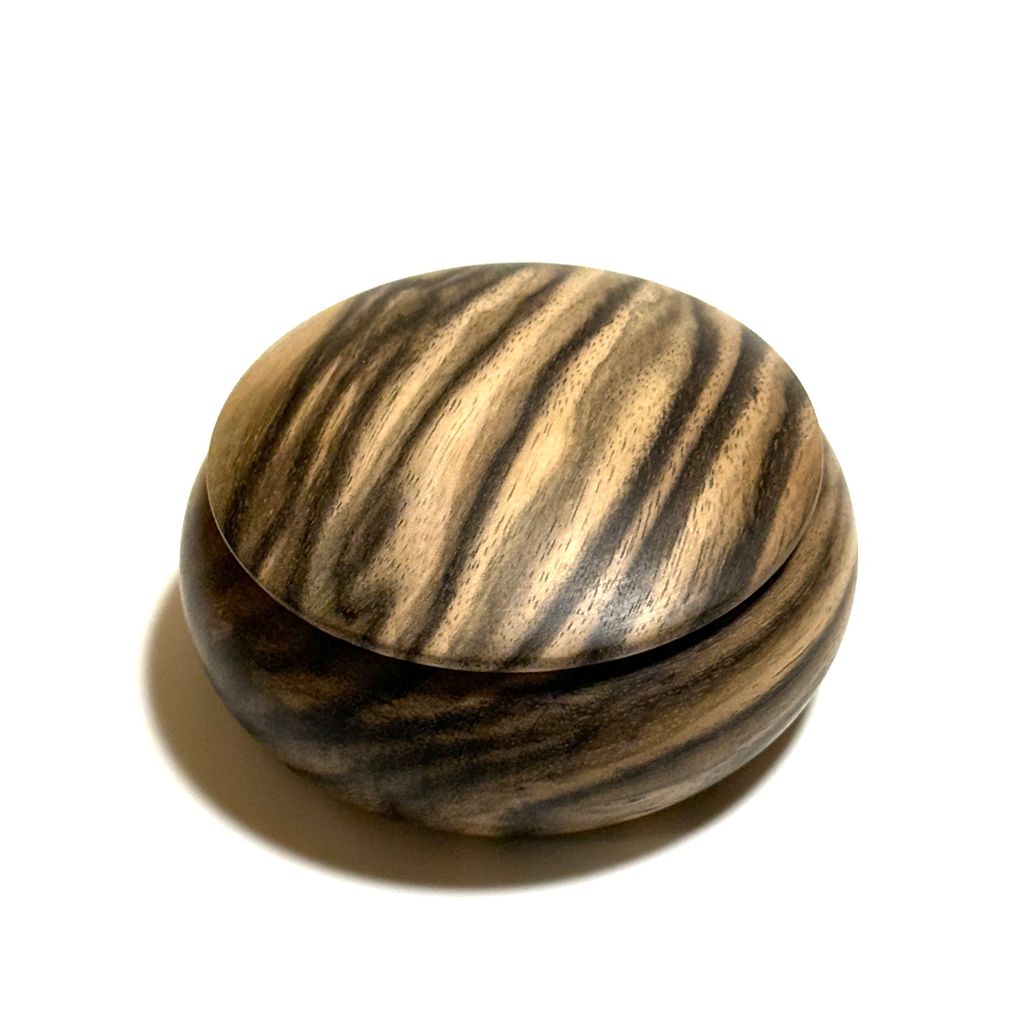 Black Persimmon Incense Box, 70mm, Manju Shape, One-Touch Opening, Premium Quality