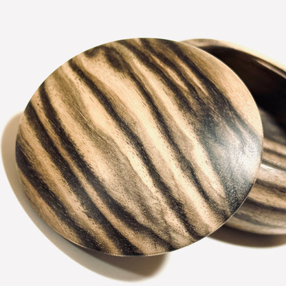 Black Persimmon Incense Box, 70mm, Manju Shape, One-Touch Opening, Premium Quality