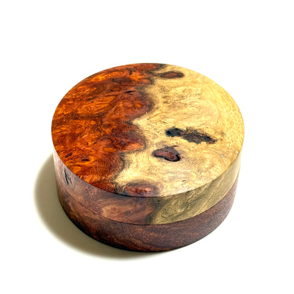 Karin burl incense box, 70mm, straight-sided, one-touch type, top quality.