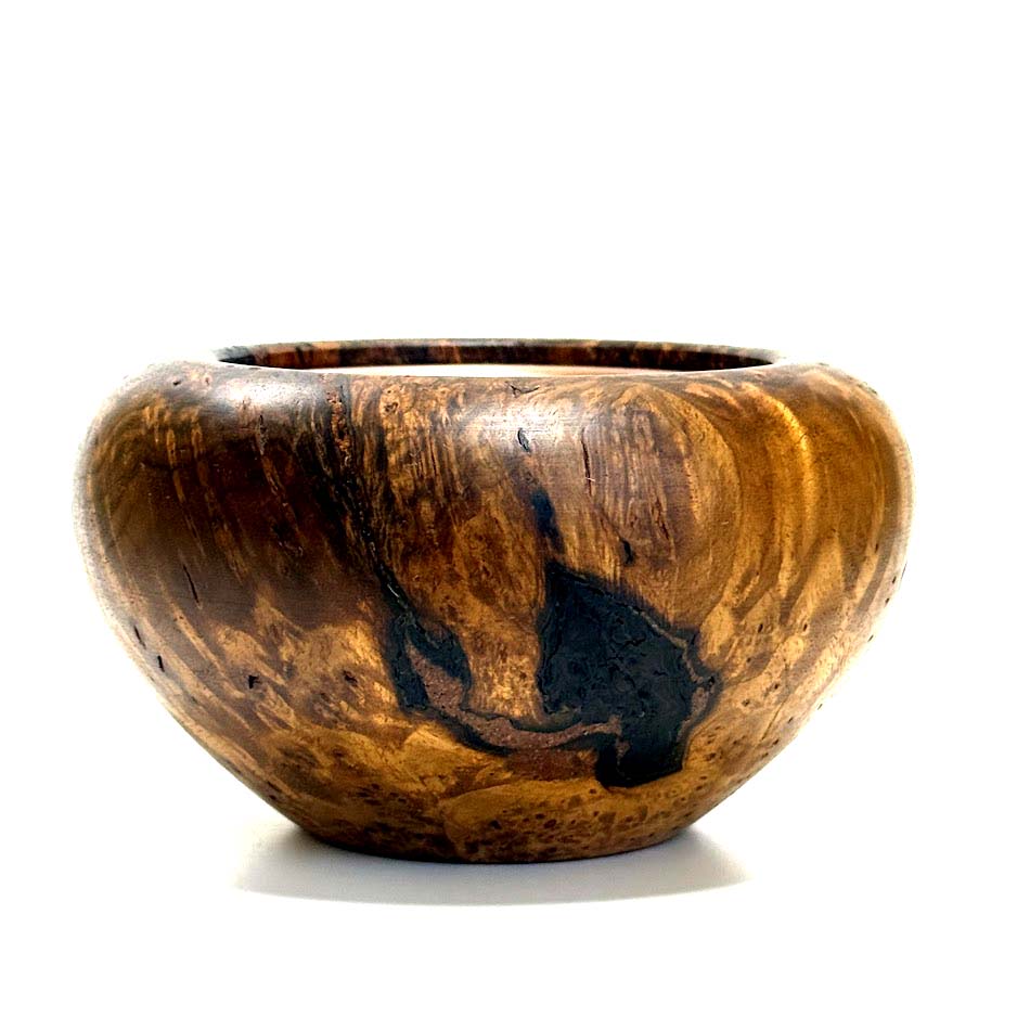 鬼胡桃瘤杢の香炉　墨流し節　4寸（120mm）頭八型　極上杢