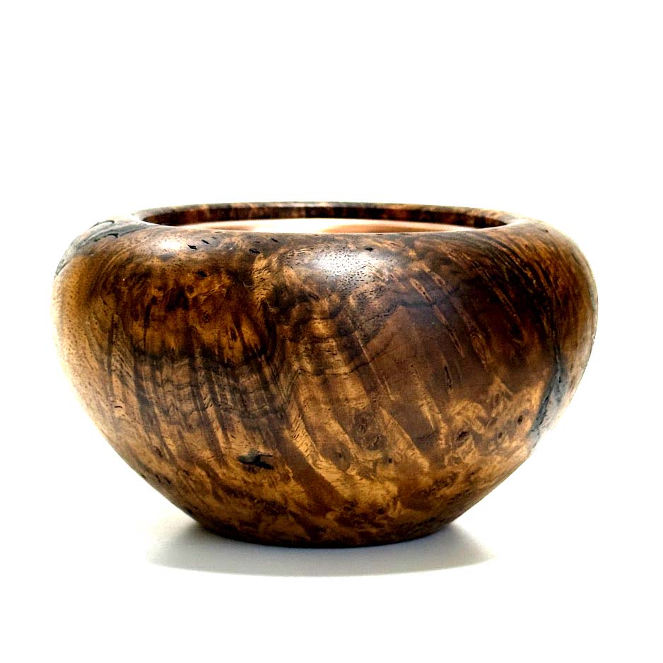 鬼胡桃瘤杢の香炉　墨流し節　4寸（120mm）頭八型　極上杢