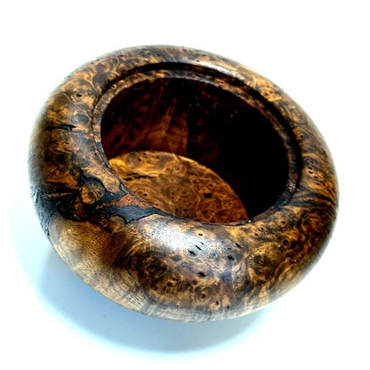 鬼胡桃瘤杢の香炉　墨流し節　4寸（120mm）頭八型　極上杢