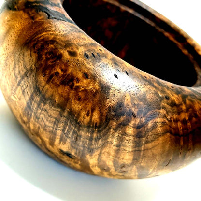 鬼胡桃瘤杢の香炉　墨流し節　4寸（120mm）頭八型　極上杢