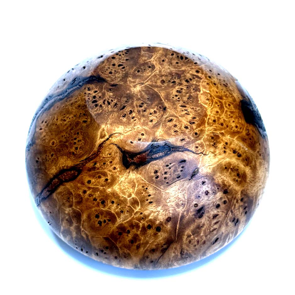 鬼胡桃瘤杢の香炉　墨流し節　4寸（120mm）頭八型　極上杢