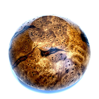 鬼胡桃瘤杢の香炉　墨流し節　4寸（120mm）頭八型　極上杢