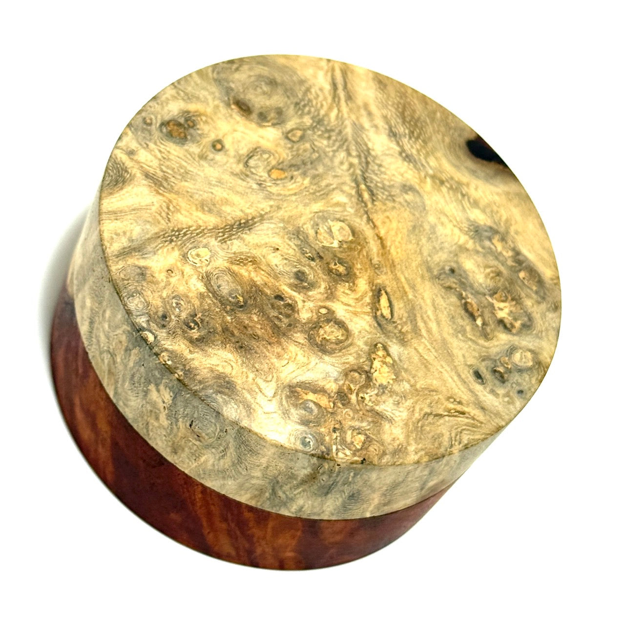 花梨瘤紅白杢の香合　60mm　切立型　夕霞（ゆうがすみ）　1タッチ式