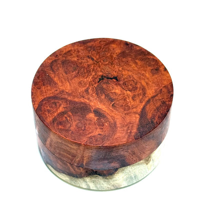 花梨瘤紅白杢の香合　60mm　切立型　夕霞（ゆうがすみ）　1タッチ式