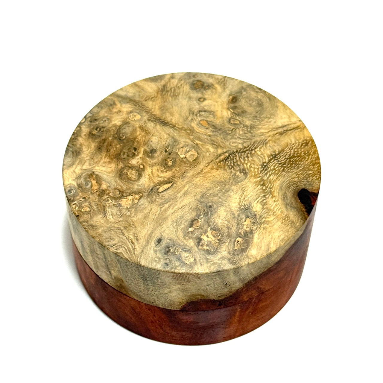 花梨瘤紅白杢の香合　60mm　切立型　夕霞（ゆうがすみ）　1タッチ式