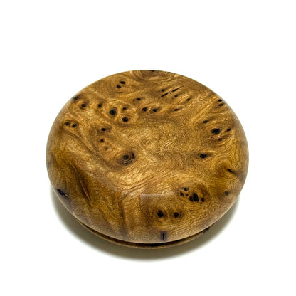 本欅瘤杢の香合　70mm　極上　まんじゅう型　1タッチ式