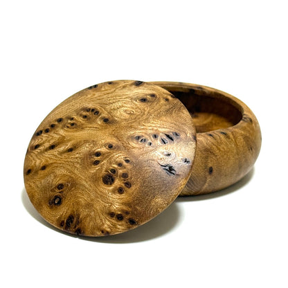 本欅瘤杢の香合　70mm　極上　まんじゅう型　1タッチ式