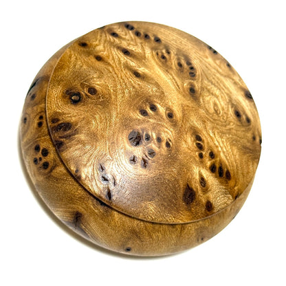 本欅瘤杢の香合　70mm　極上　まんじゅう型　1タッチ式