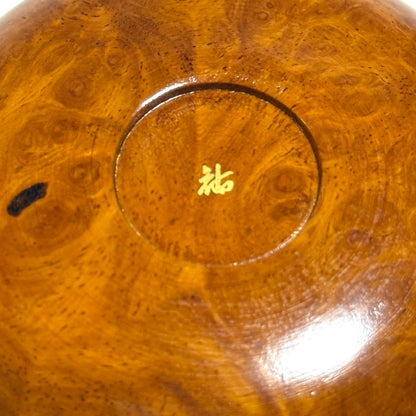 俵屋宗達「白象」高蒔絵の香合　花梨瘤　70mm　はまぐり型　1タッチ式　極上